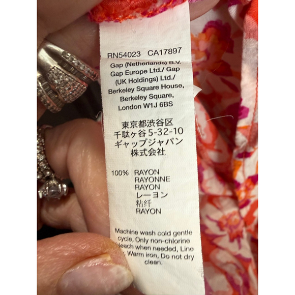 Women's Gap Orange Pink Floral Rayon Mini Dress Plus Size 14 - Picture 6 of 9